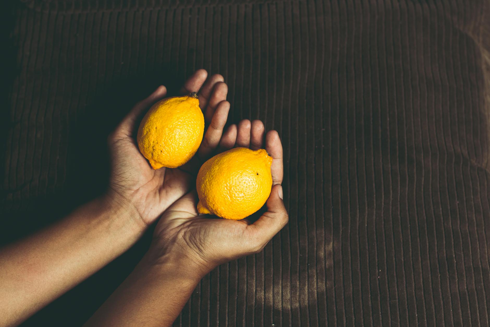 Fresh lemons cupped in hands, symbolizing renewal and new beginnings
